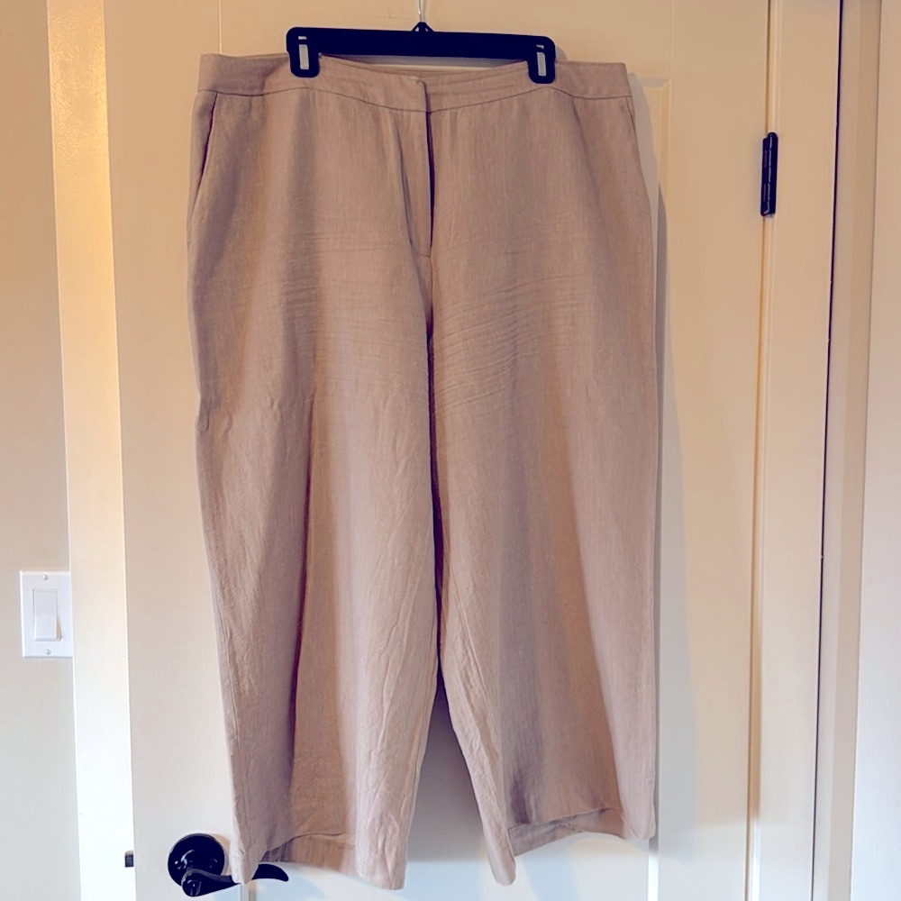 Calvin Klein linen wide leg crop pants